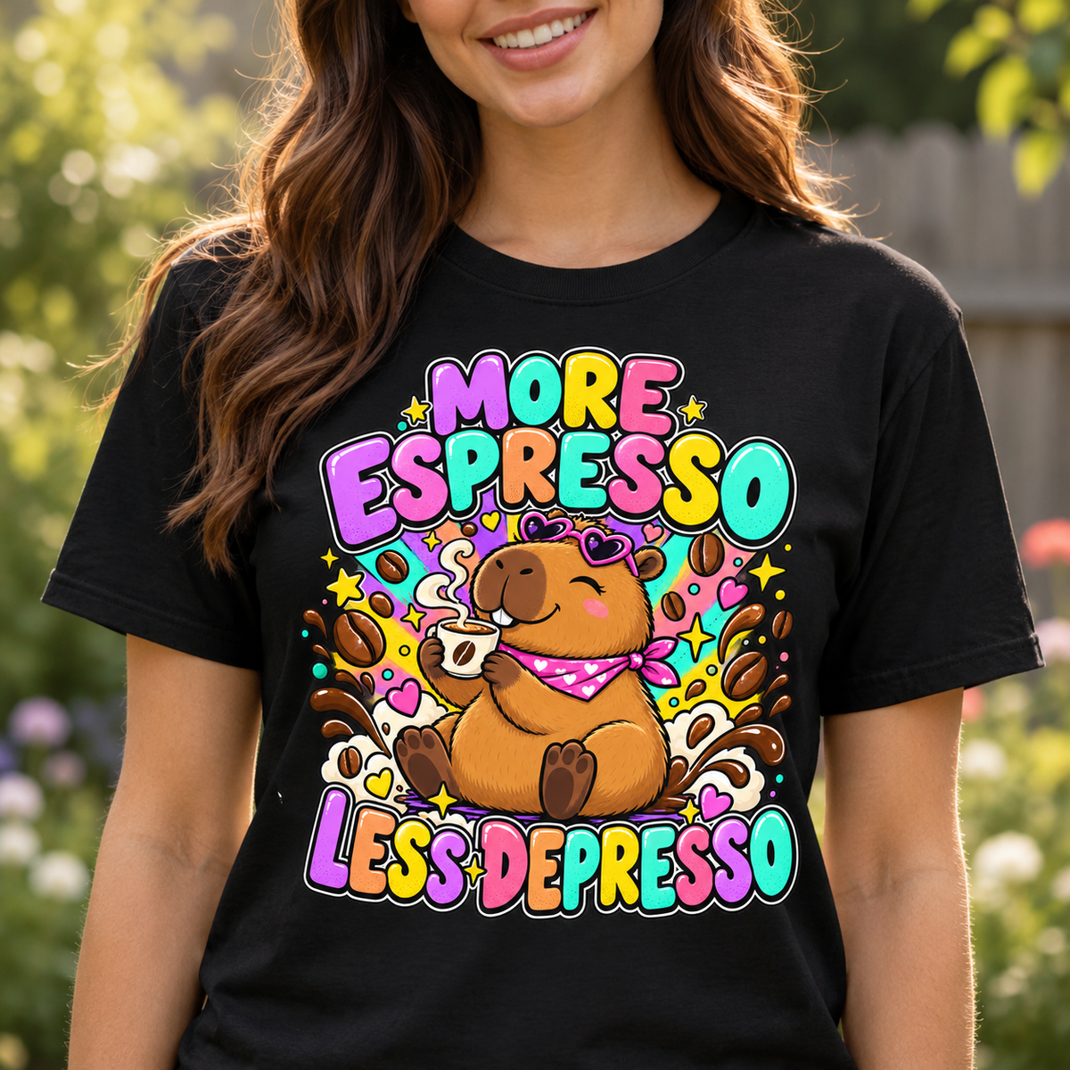 Capybara Shirt – More Espresso Less Depresso