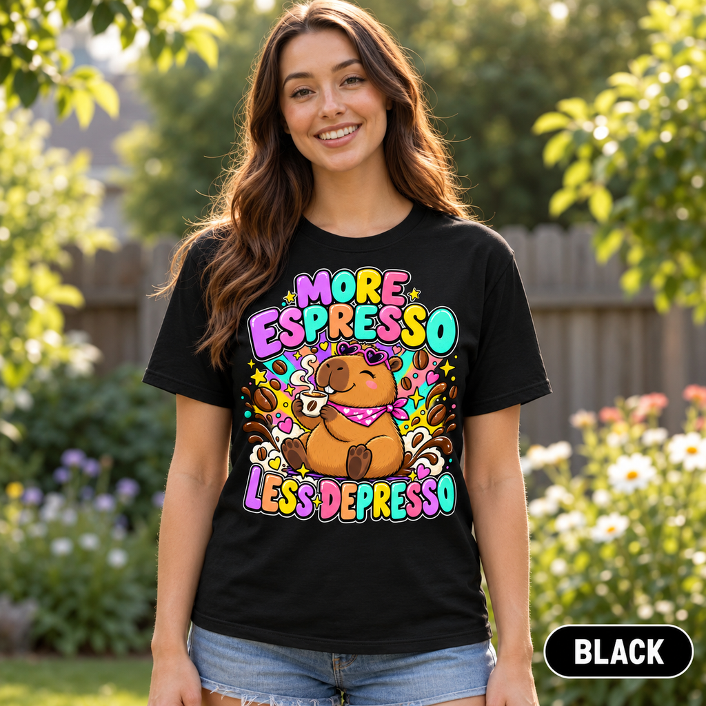 Capybara Shirt – More Espresso Less Depresso