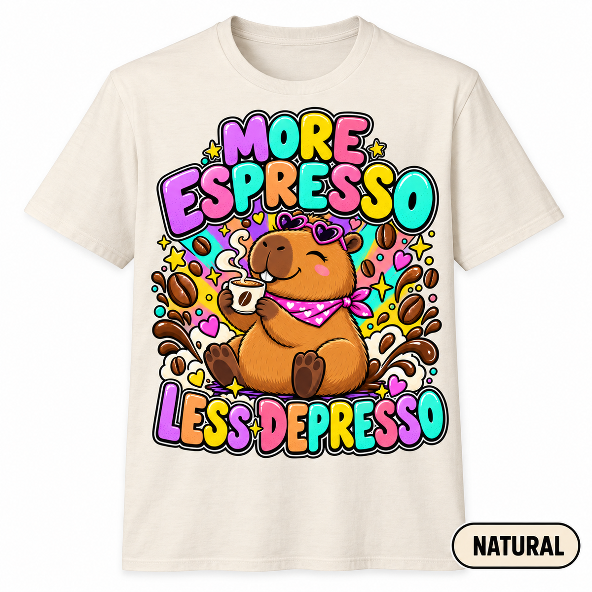 Capybara Shirt – More Espresso Less Depresso