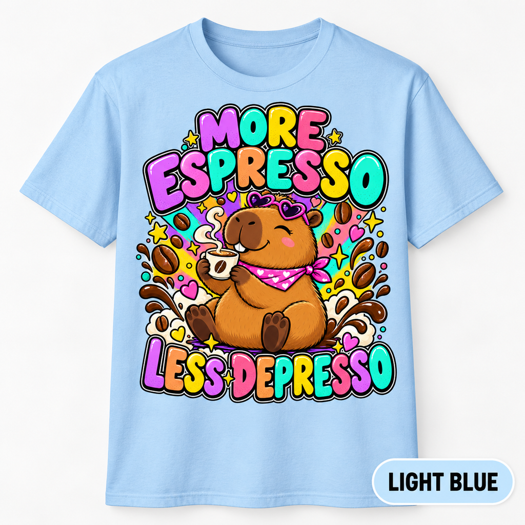Capybara Shirt – More Espresso Less Depresso