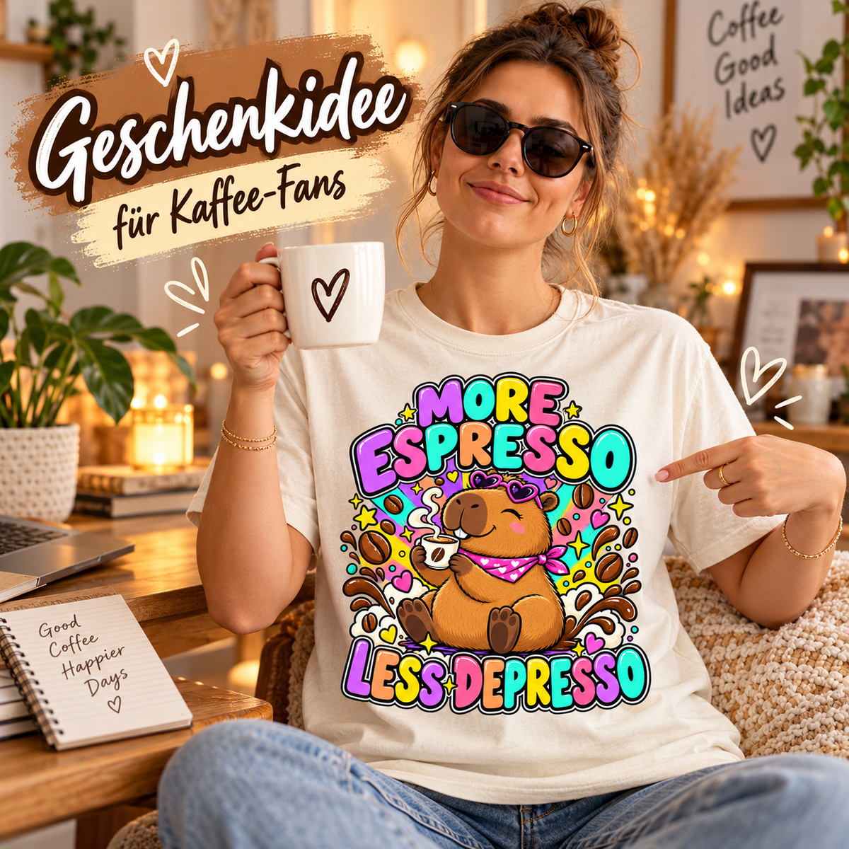 Capybara Shirt – More Espresso Less Depresso