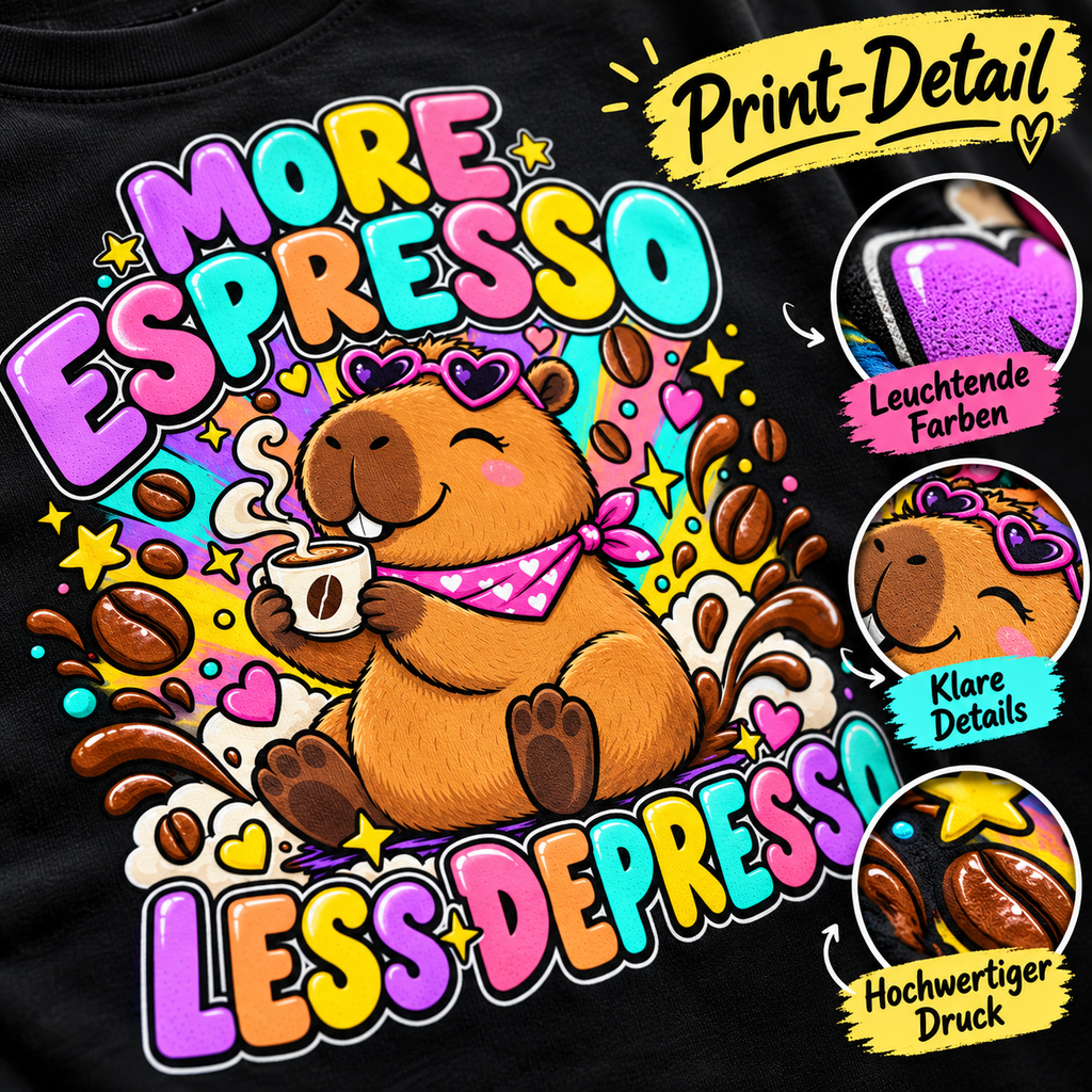 Capybara Shirt – More Espresso Less Depresso