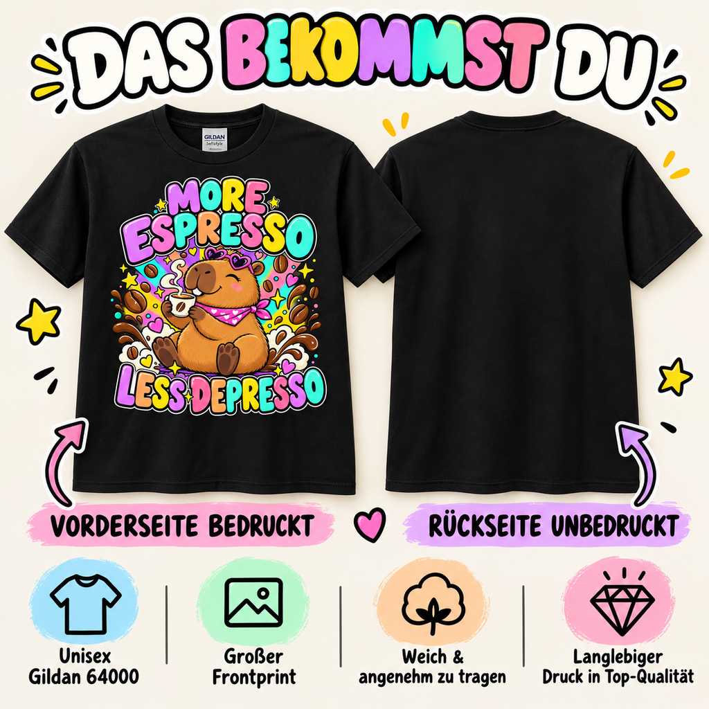 Capybara Shirt – More Espresso Less Depresso