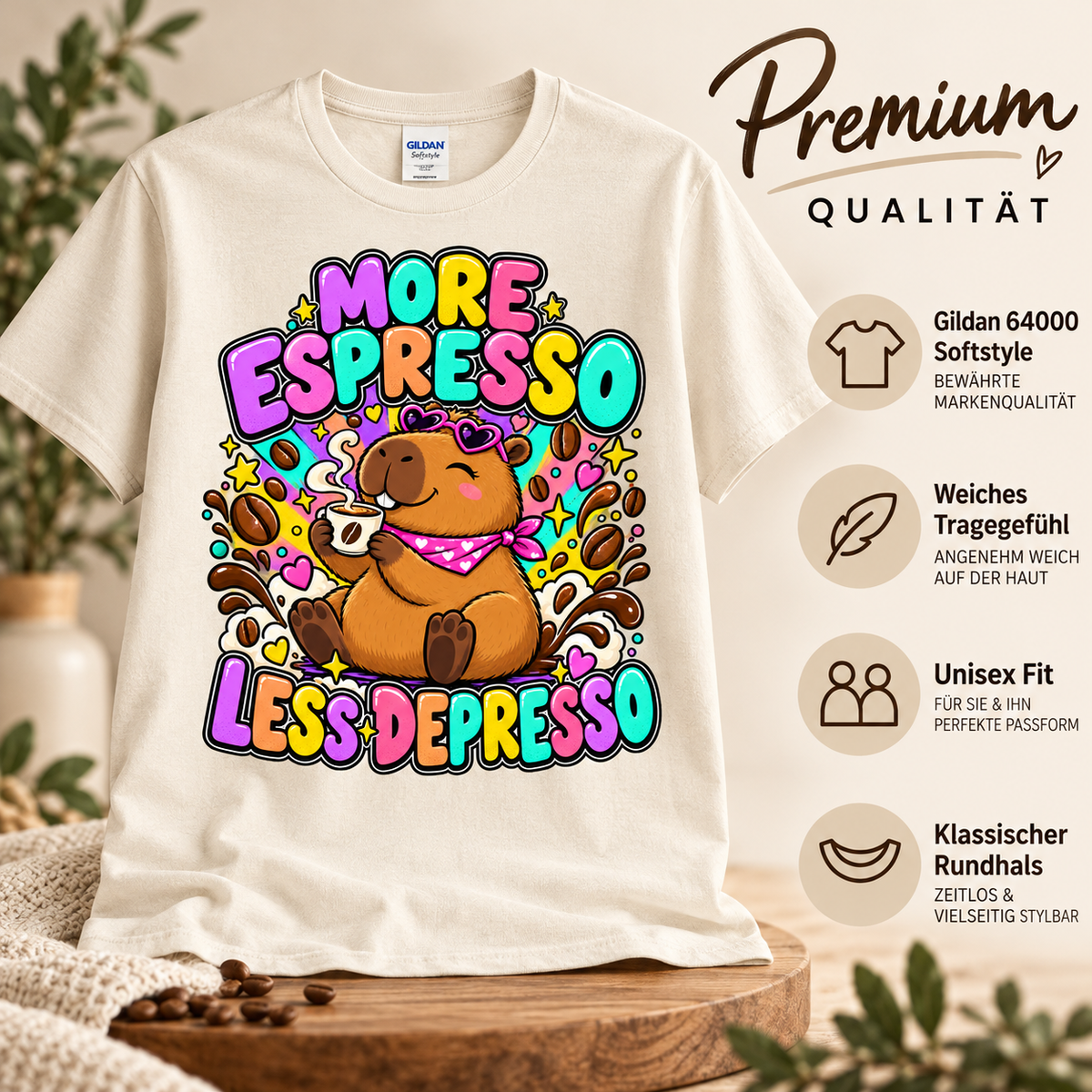 Capybara Shirt – More Espresso Less Depresso
