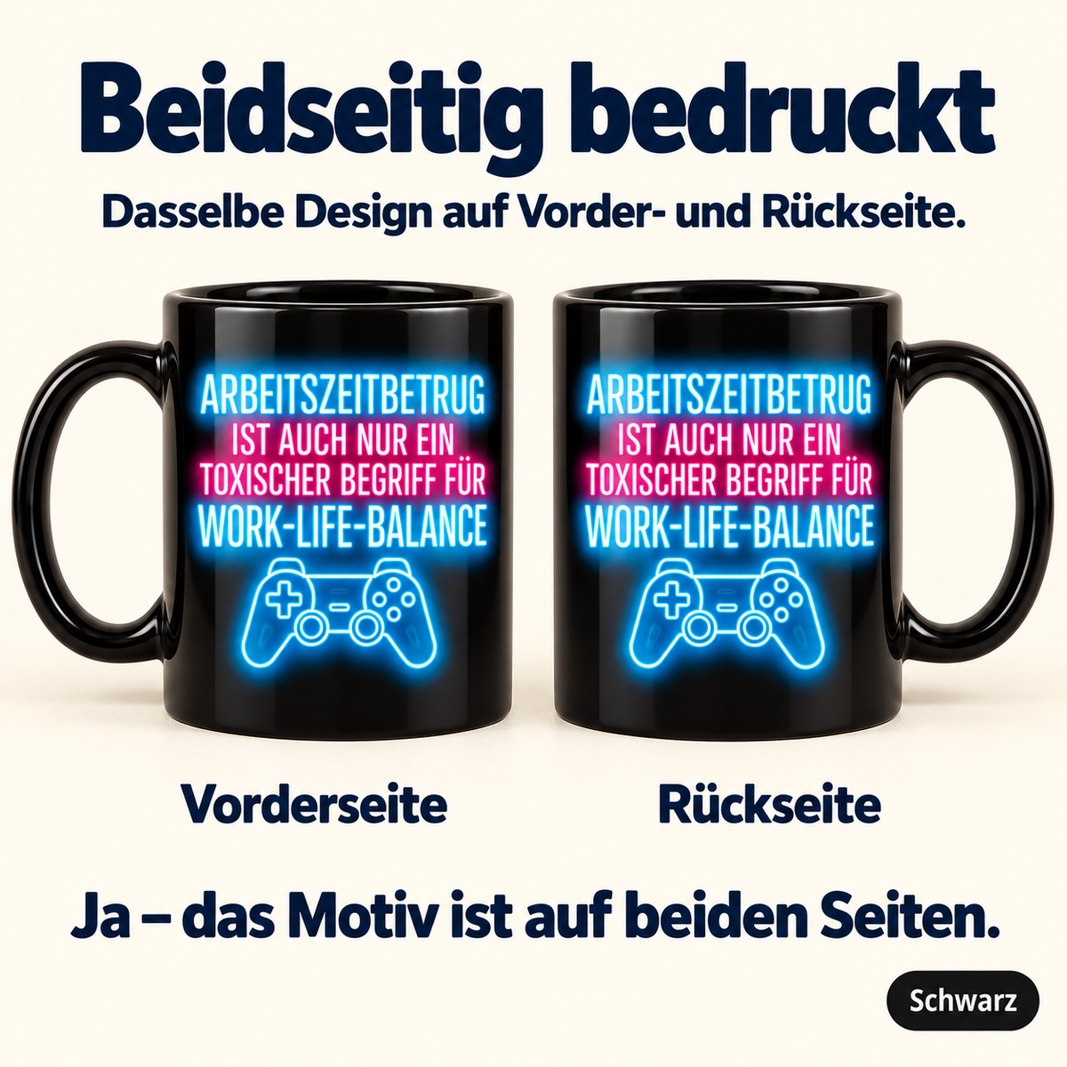 Arbeitszeitbetrug Tasse – Work-Life-Balance Gamer Becher
