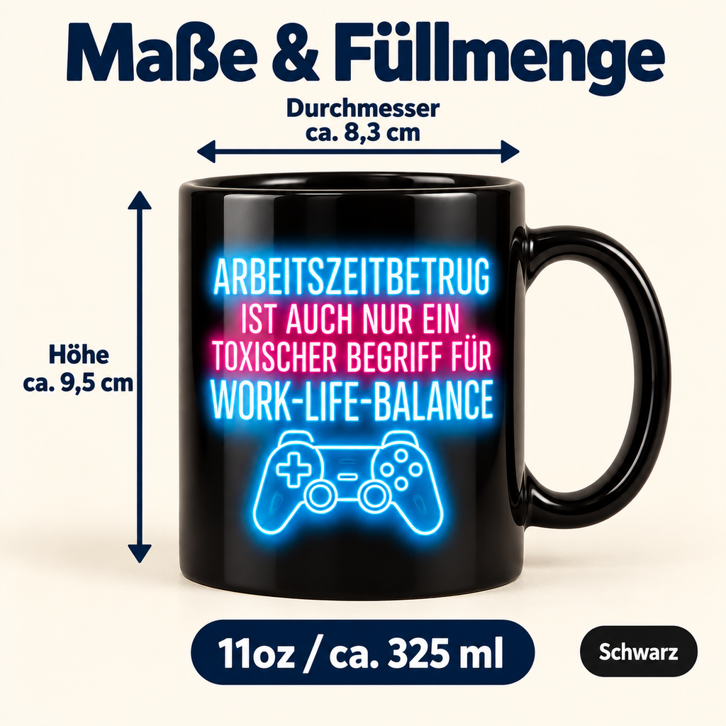 Arbeitszeitbetrug Tasse – Work-Life-Balance Gamer Becher