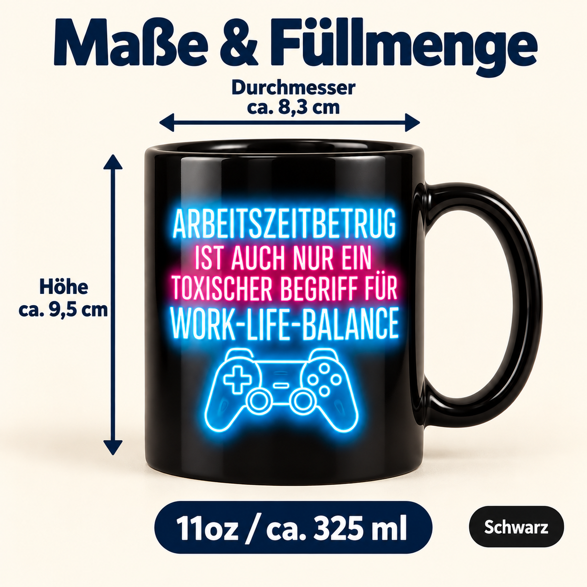 Arbeitszeitbetrug Tasse – Work-Life-Balance Gamer Becher