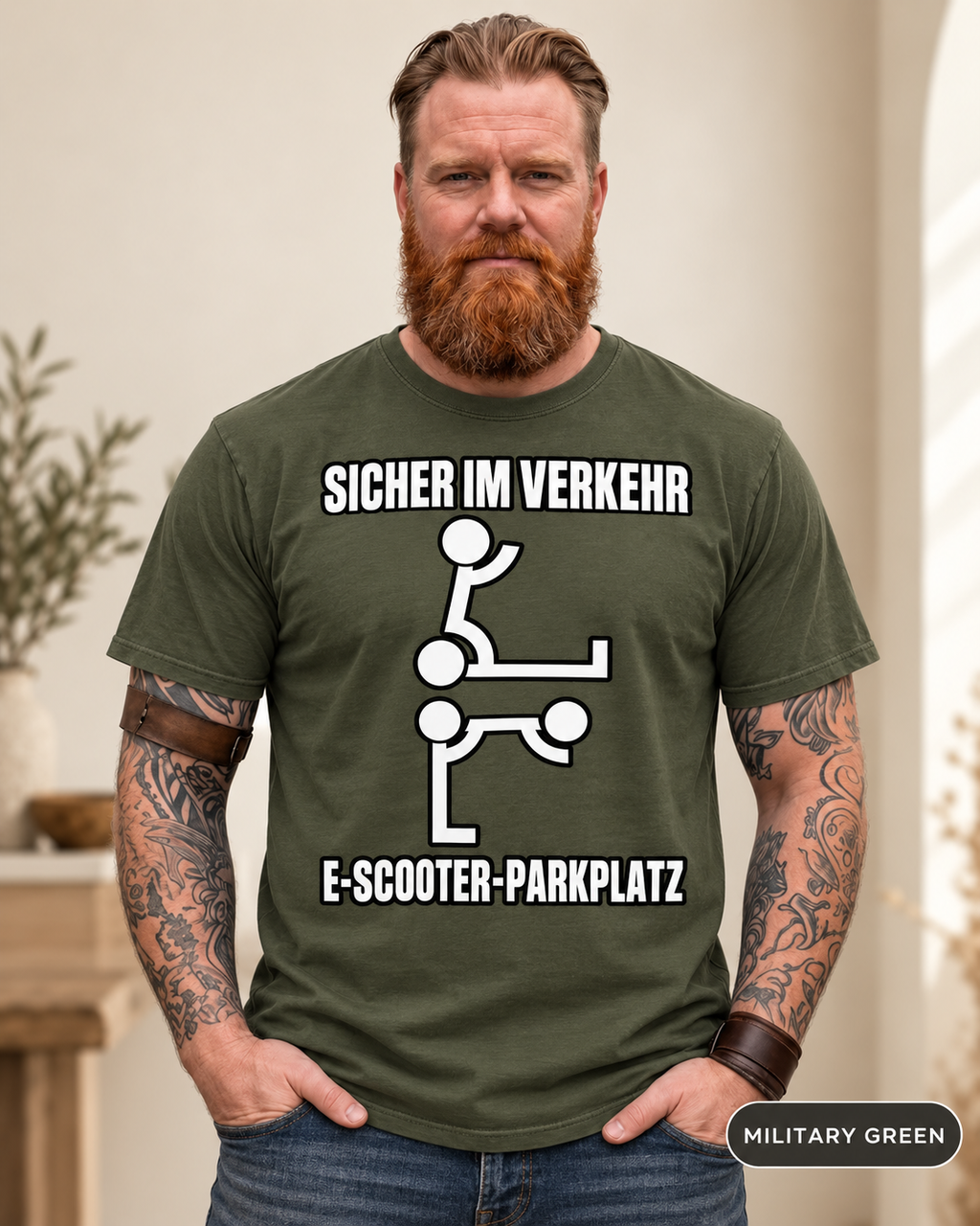 Sicher im Verkehr Shirt – E-Scooter Verkehrsschild Humor