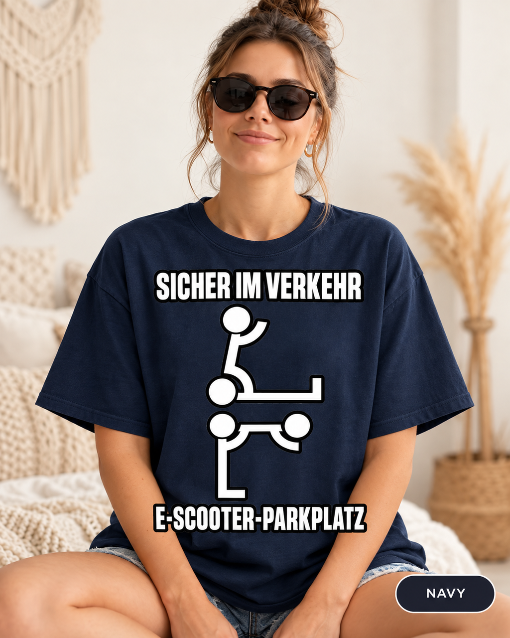 Sicher im Verkehr Shirt – E-Scooter Verkehrsschild Humor