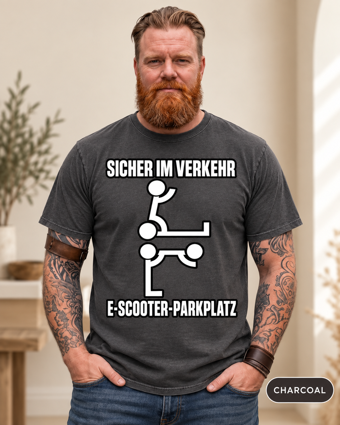 Sicher im Verkehr Shirt – E-Scooter Verkehrsschild Humor