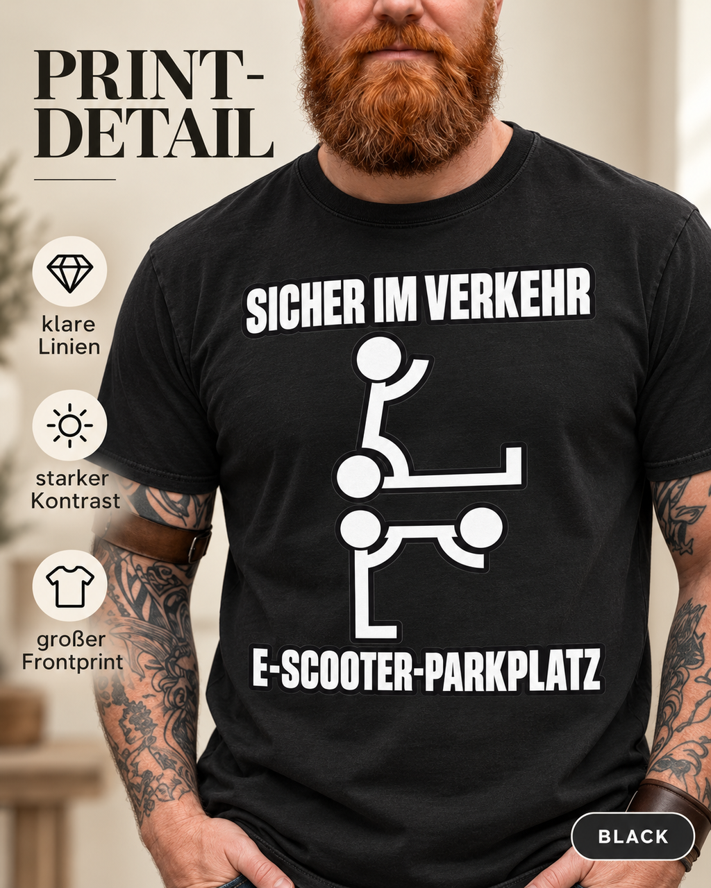 Sicher im Verkehr Shirt – E-Scooter Verkehrsschild Humor