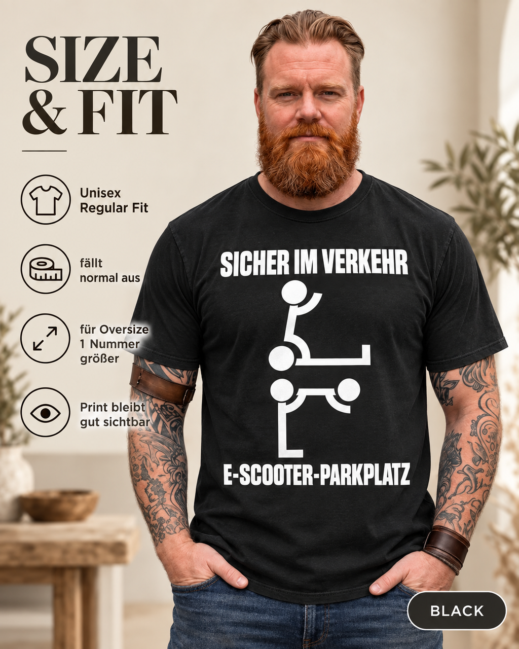 Sicher im Verkehr Shirt – E-Scooter Verkehrsschild Humor
