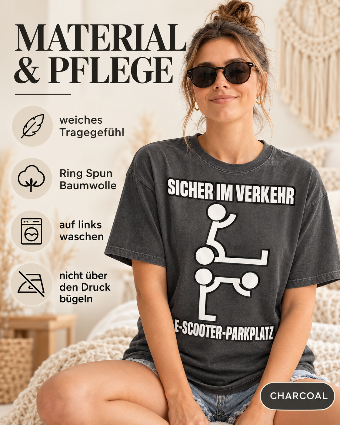 Sicher im Verkehr Shirt – E-Scooter Verkehrsschild Humor