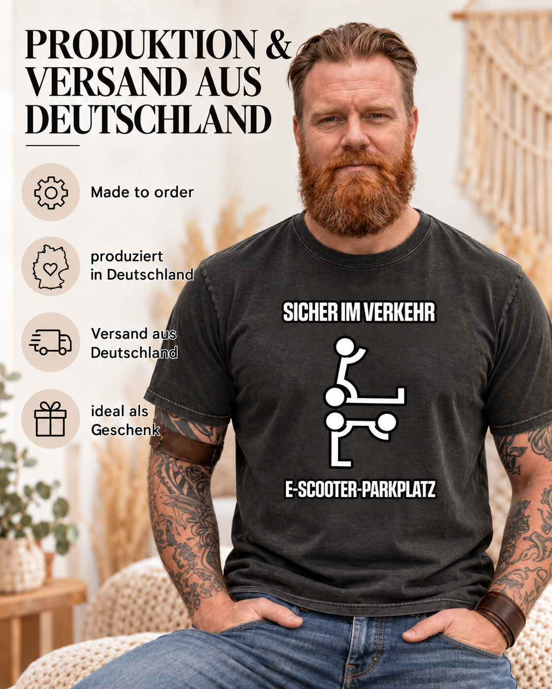 Sicher im Verkehr Shirt – E-Scooter Verkehrsschild Humor
