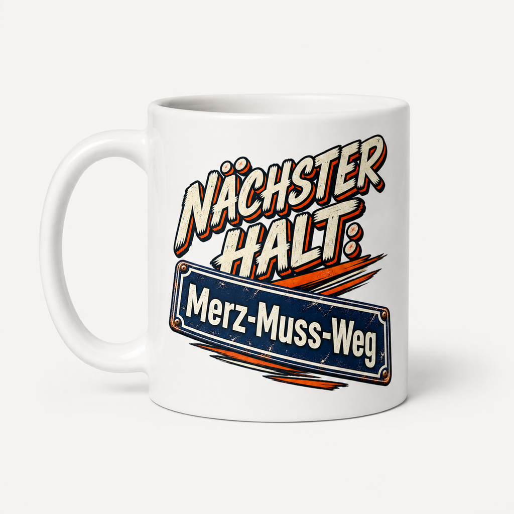 Merz Tasse – Nächster Halt: Merz-Muss-Weg