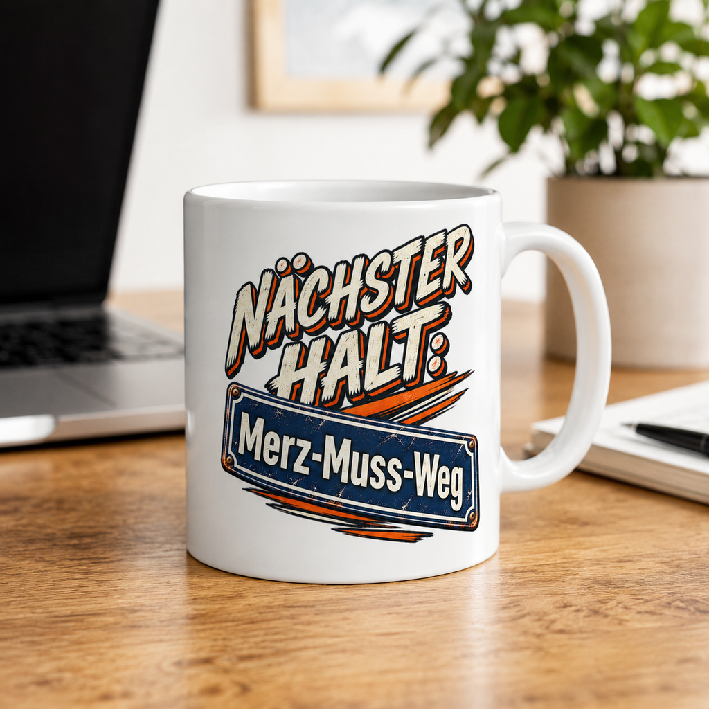 Merz Tasse – Nächster Halt: Merz-Muss-Weg