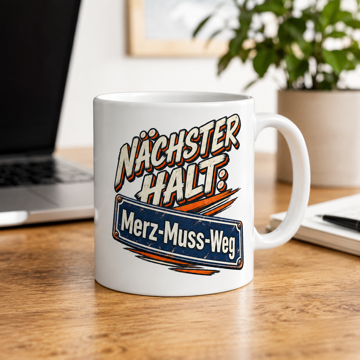 Merz Tasse – Nächster Halt: Merz-Muss-Weg