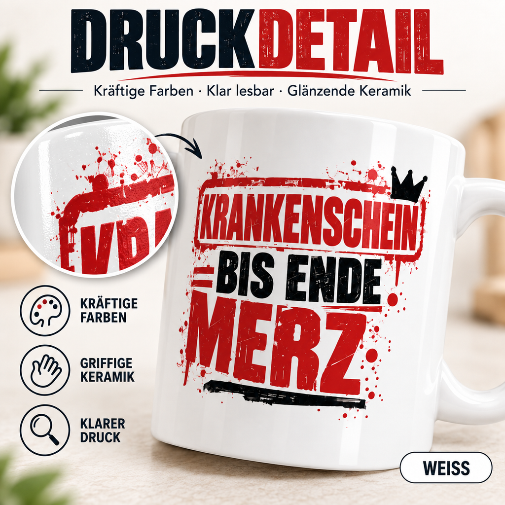 Krankenschein bis Ende Merz Tasse