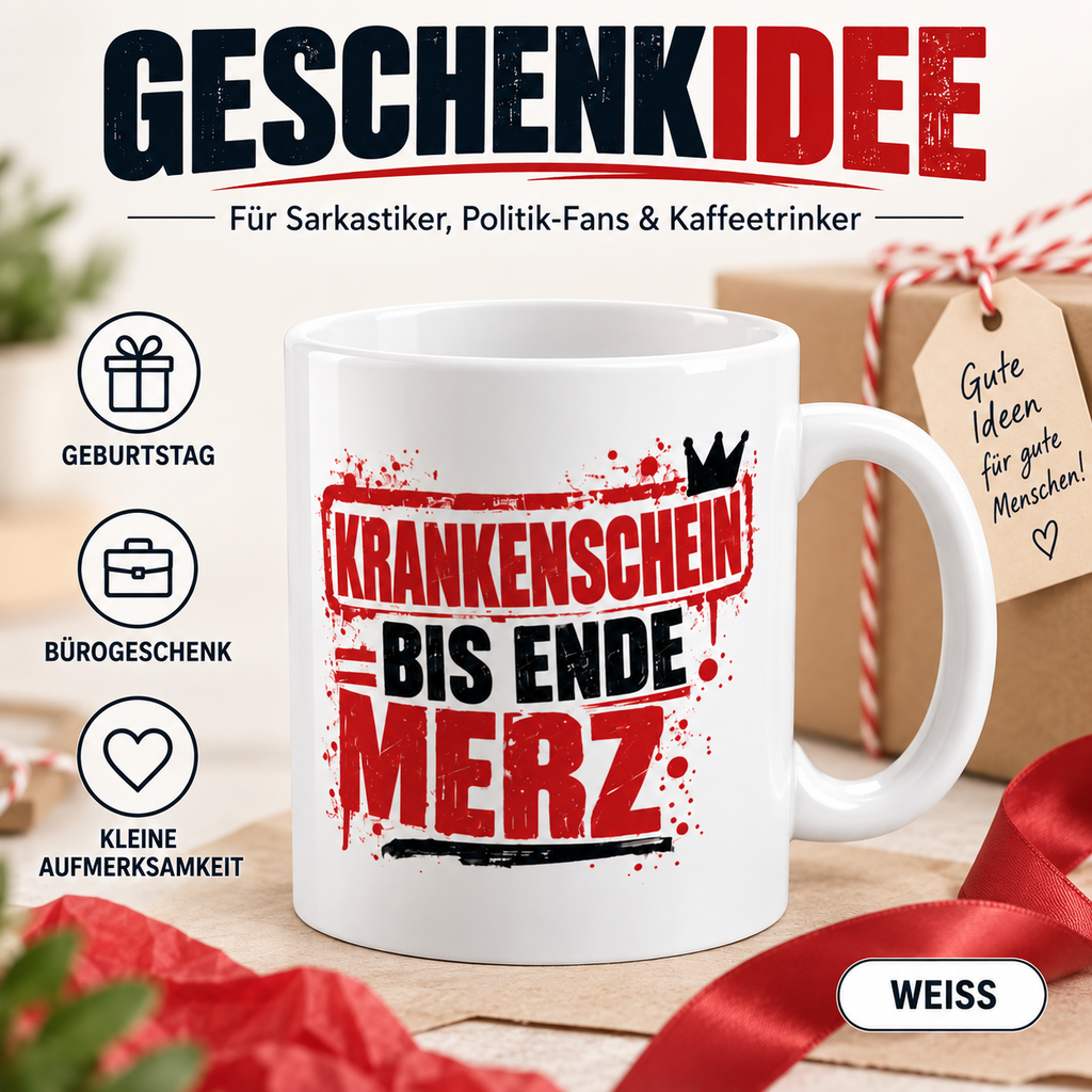 Krankenschein bis Ende Merz Tasse