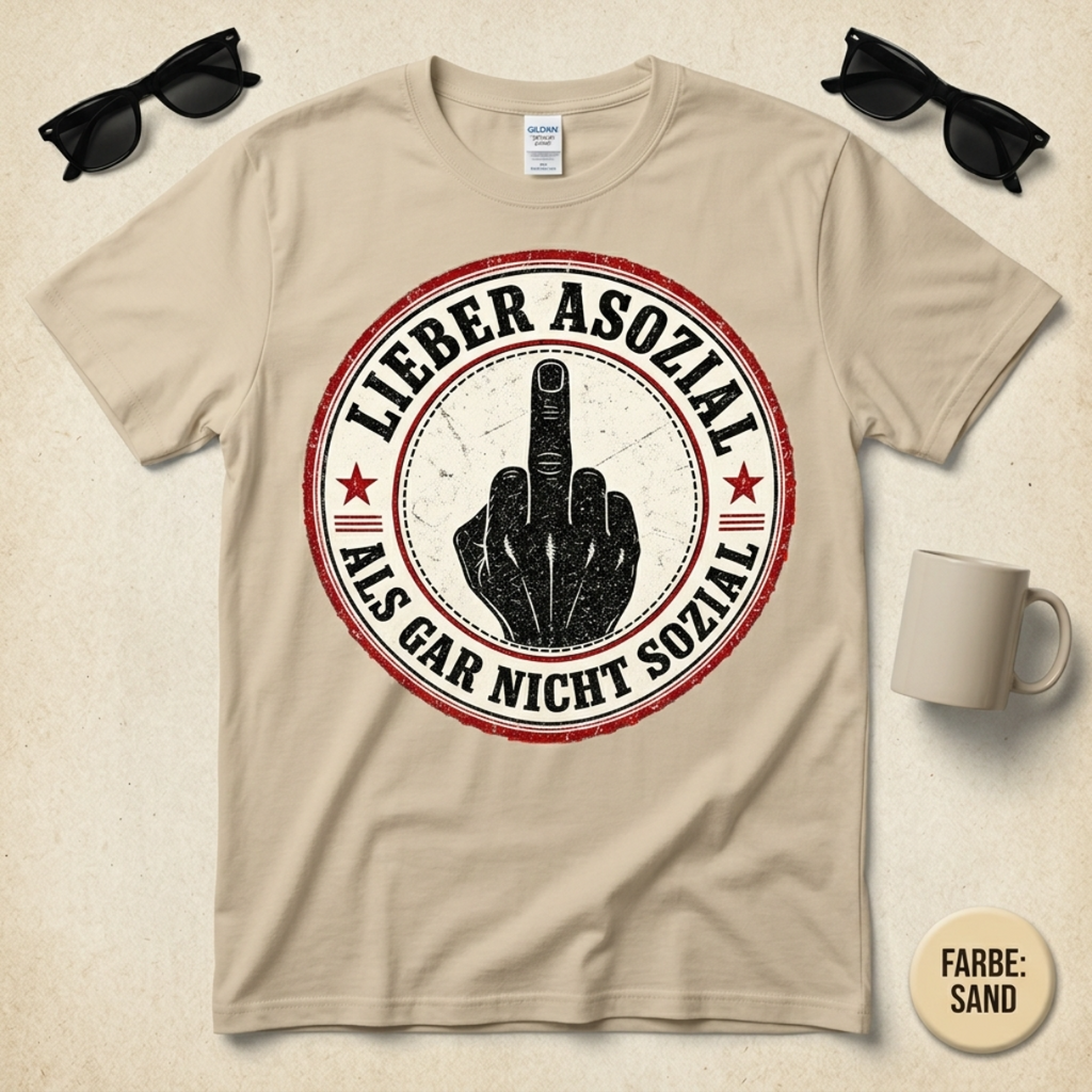Mittelfinger Shirt – Lieber asozial als gar nicht sozial