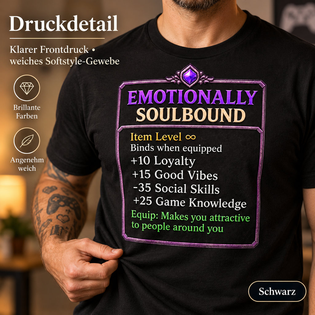 Emotionally Soulbound Shirt – RPG Gamer Item Stats