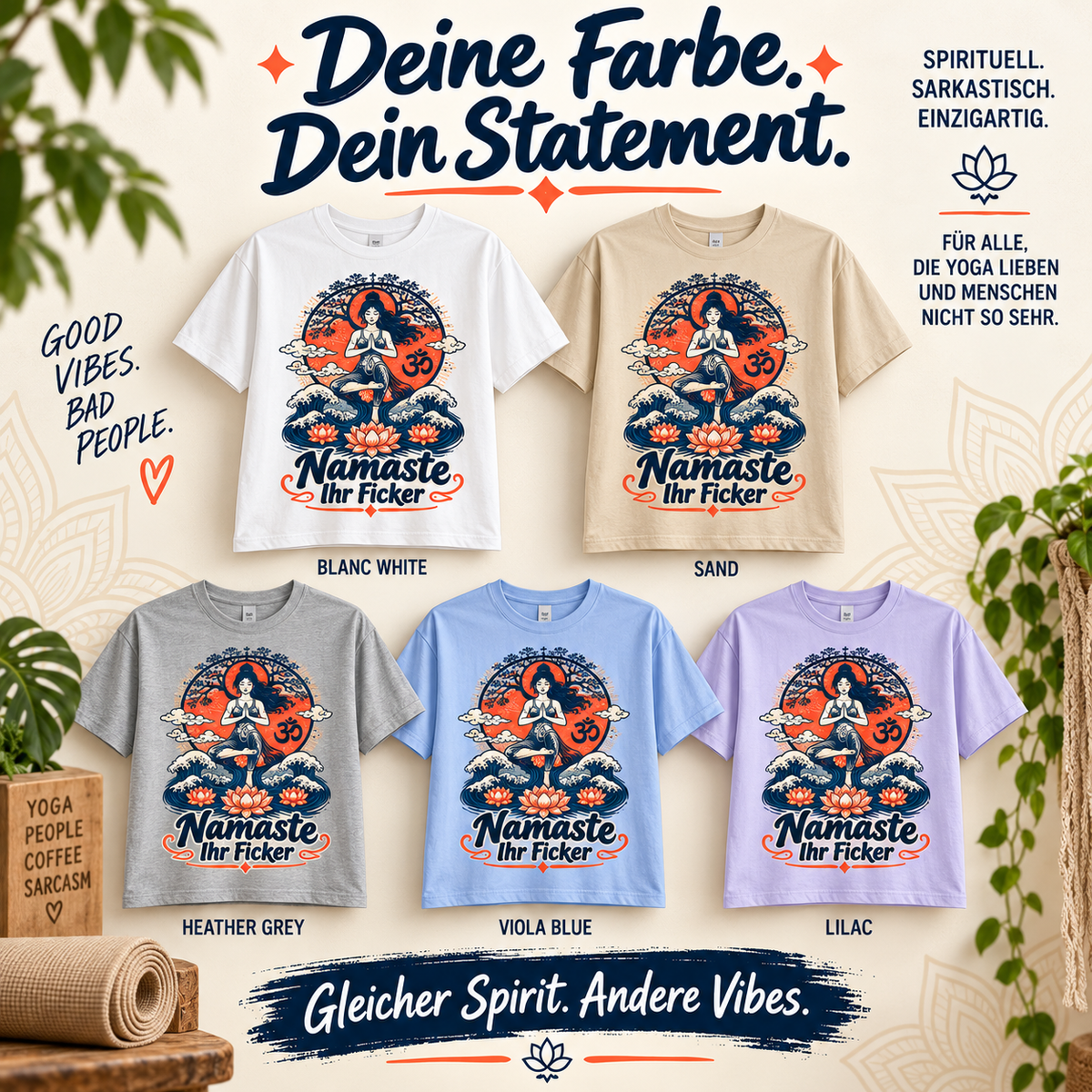 Namaste Ihr Ficker Shirt – Oversize Yoga Shirt im Ukiyo-e-Stil