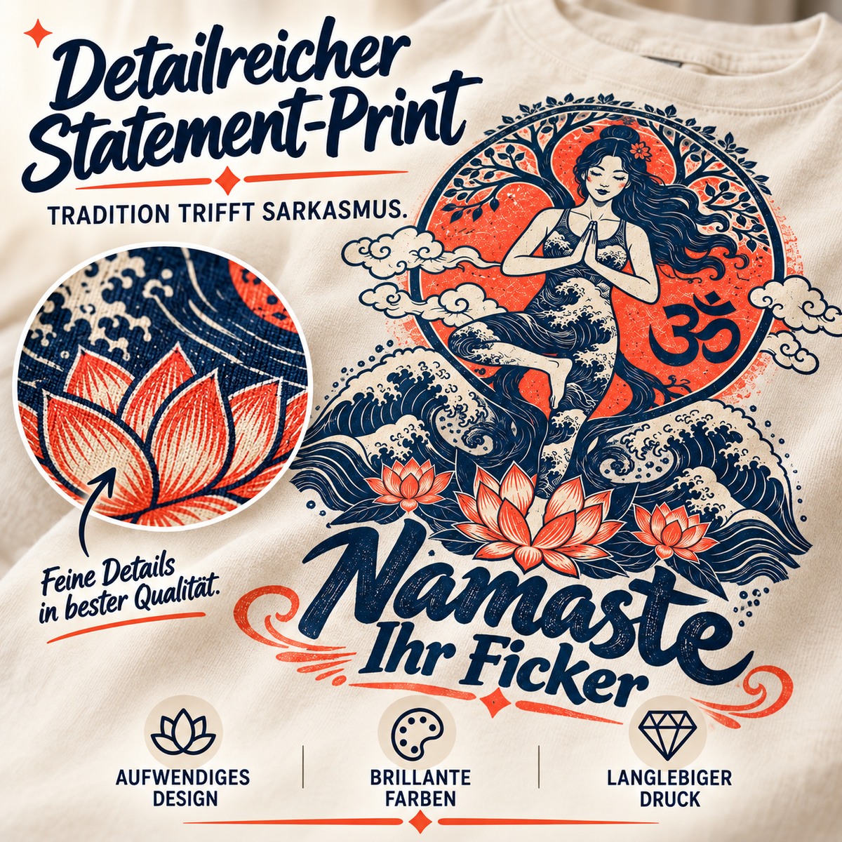 Namaste Ihr Ficker Shirt – Oversize Yoga Shirt im Ukiyo-e-Stil