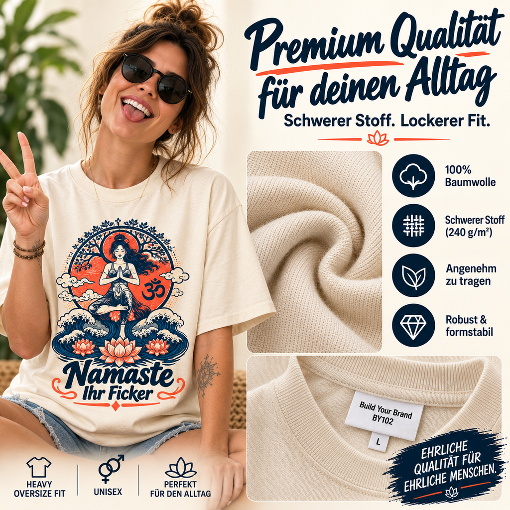 Namaste Ihr Ficker Shirt – Oversize Yoga Shirt im Ukiyo-e-Stil