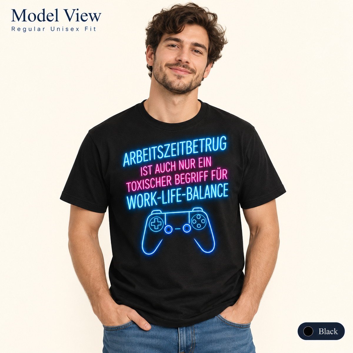 Arbeitszeitbetrug Shirt – Work-Life-Balance Neon Gaming Shirt
