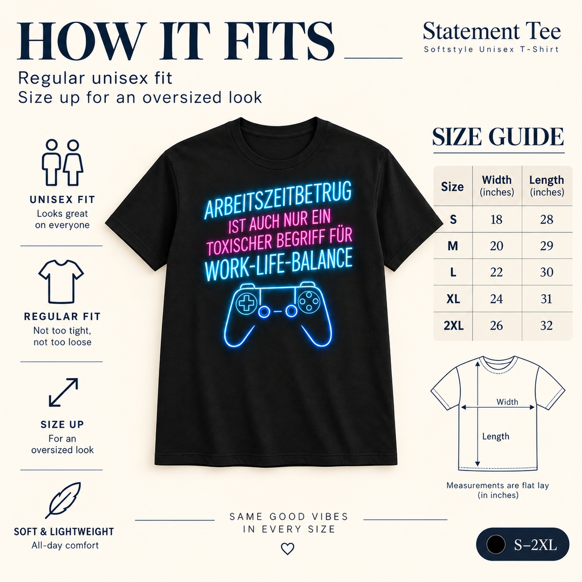 Arbeitszeitbetrug Shirt – Work-Life-Balance Neon Gaming Shirt