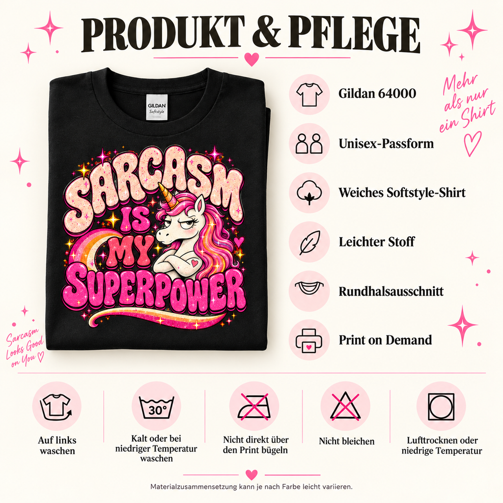 Einhorn Shirt – Sarcasm Is My Superpower