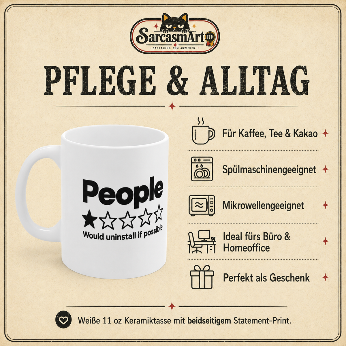 People 1 Star Tasse – Would Uninstall If Possible
