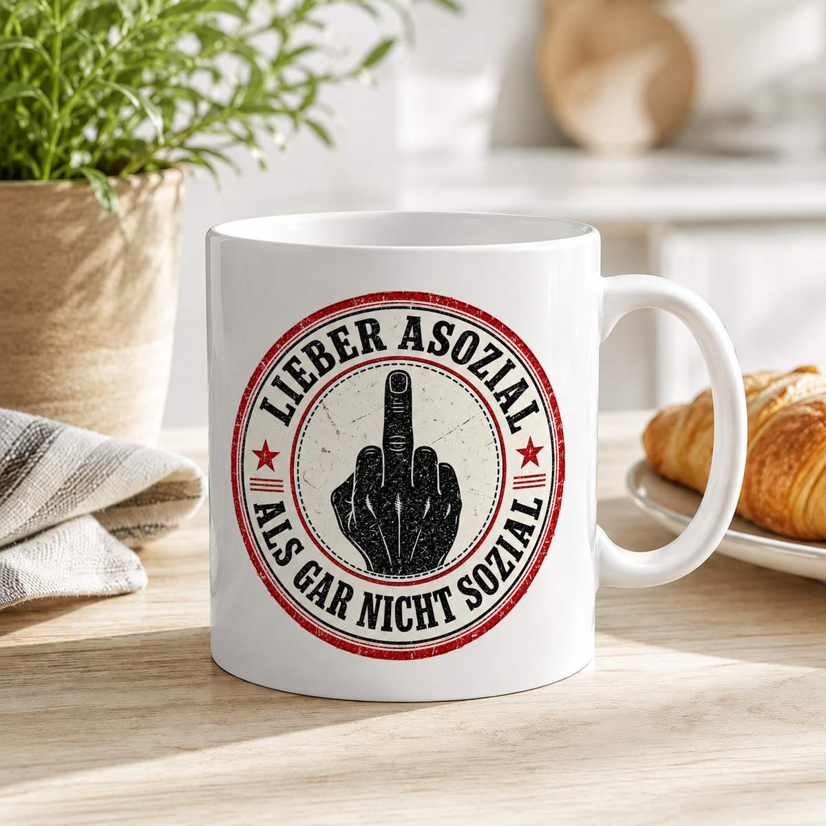 Mittelfinger Tasse – Lieber asozial als gar nicht sozial