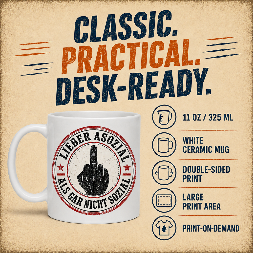 Mittelfinger Tasse – Lieber asozial als gar nicht sozial