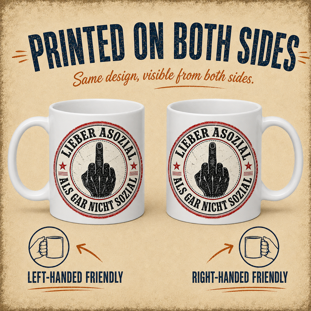 Mittelfinger Tasse – Lieber asozial als gar nicht sozial