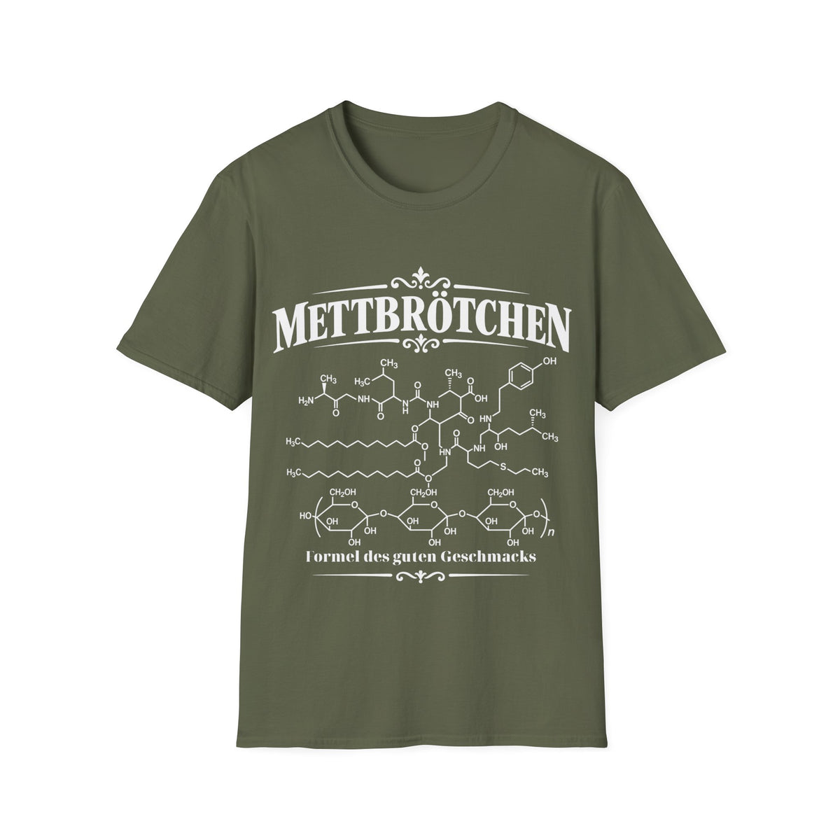 Mettbrötchen Shirt – Formel des guten Geschmacks (dunkle Farben)