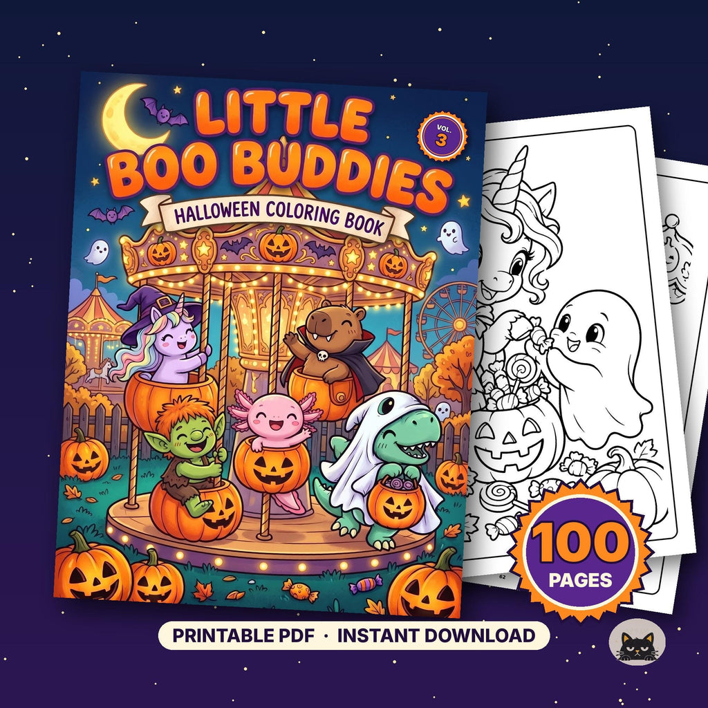 Printable Halloween Coloring Pages for Kids Vol 3 – printable coloring page preview 1 by SarcasmArt