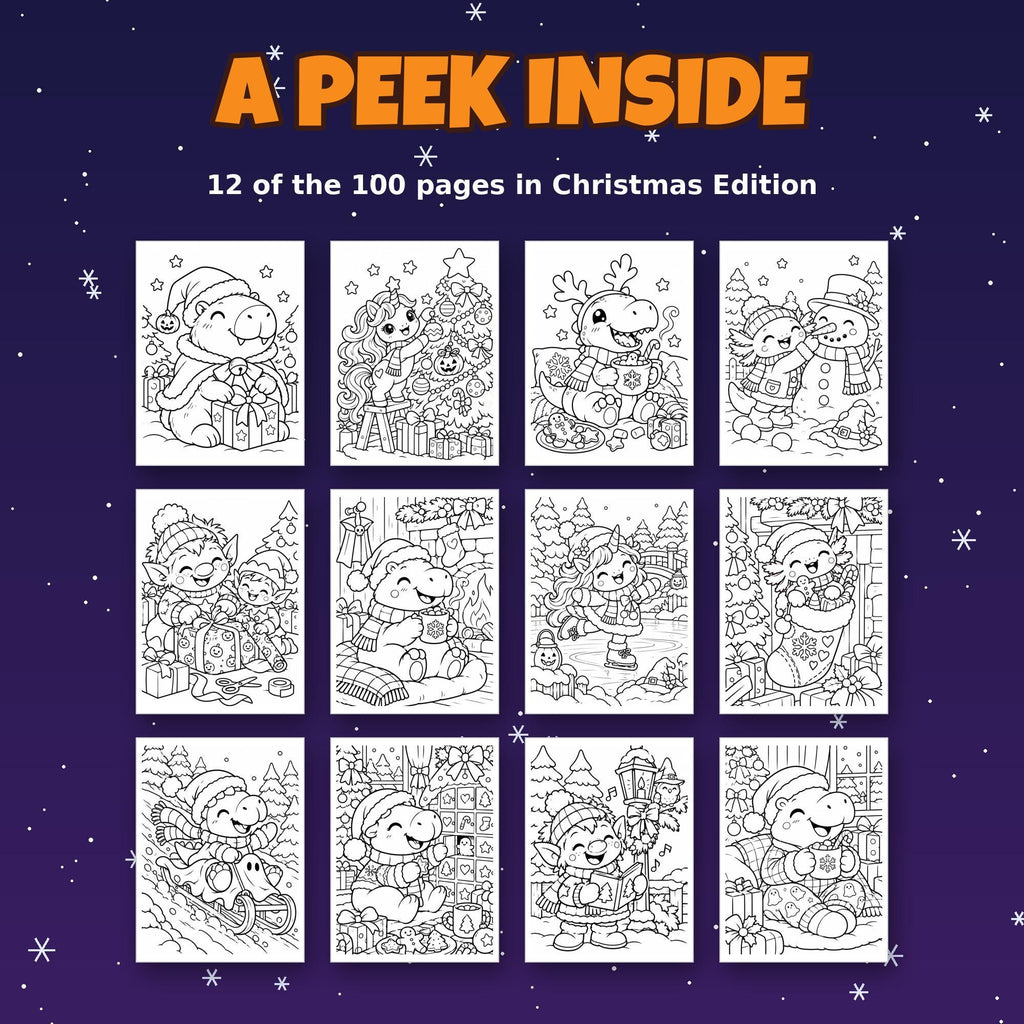 Christmas Coloring Pages for Kids – printable coloring page preview 4 by SarcasmArt