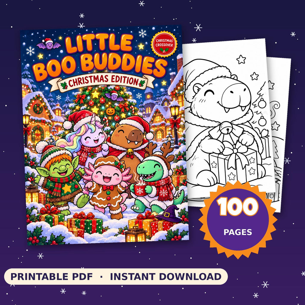 Christmas Coloring Pages for Kids – printable coloring page preview 1 by SarcasmArt